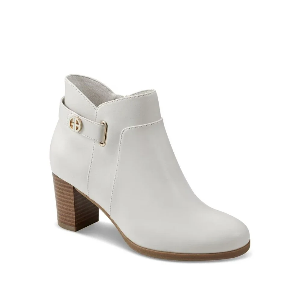 Giani Bernini Womens 8.5 W Ivory Artemyss Faux Leather High Heel Booties NIB QI1
